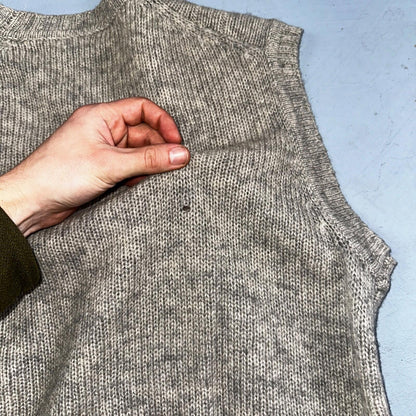 VTG Cranmore 100% Shetland Wool Mens Sweater Vest Size XL Gray Cable Knit Button