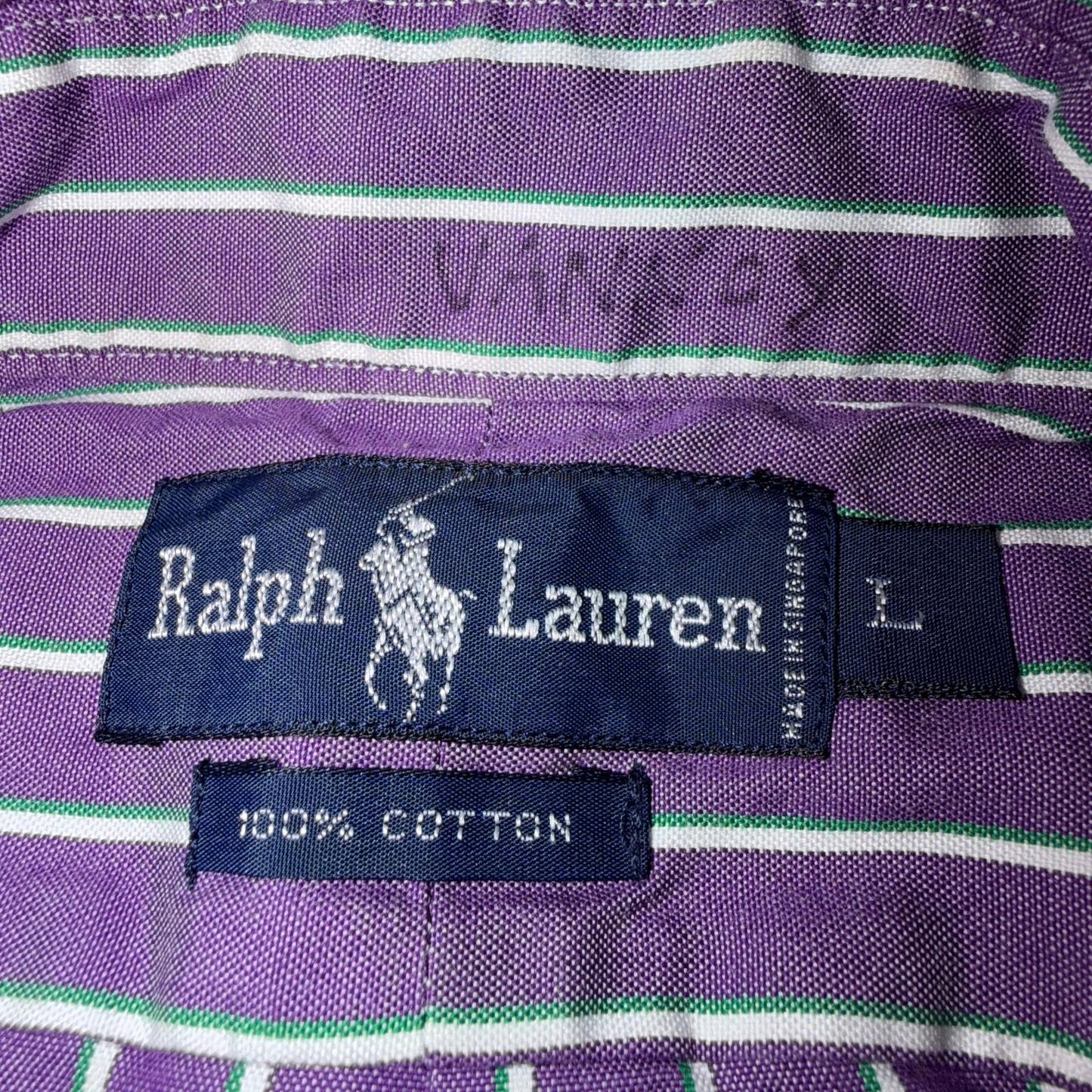 Polo Ralph Lauren VTG Shirt Mens Small Purple Poplin Cotton Striped Preppy