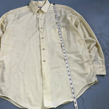 Vintage Penneys Towncraft Shirt Men 16 Penn Prest Yellow White Stripe 60s 1960s
