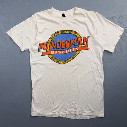 VTG 70s Powdermilk Biscuits Graphic T Shirt Has Your Family Food Promo Rare 1970