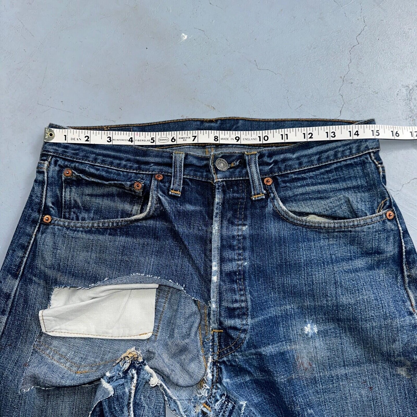 Levis 501 VTG 70s SS Redline Selvedge Jeans XX Thrashed Boot Cut Act 30x31