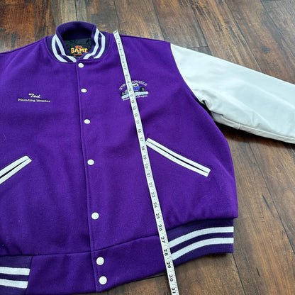 VTG Stray Angels Varsity Leather Letterman 70s Jacket XL Portland Cars Racing