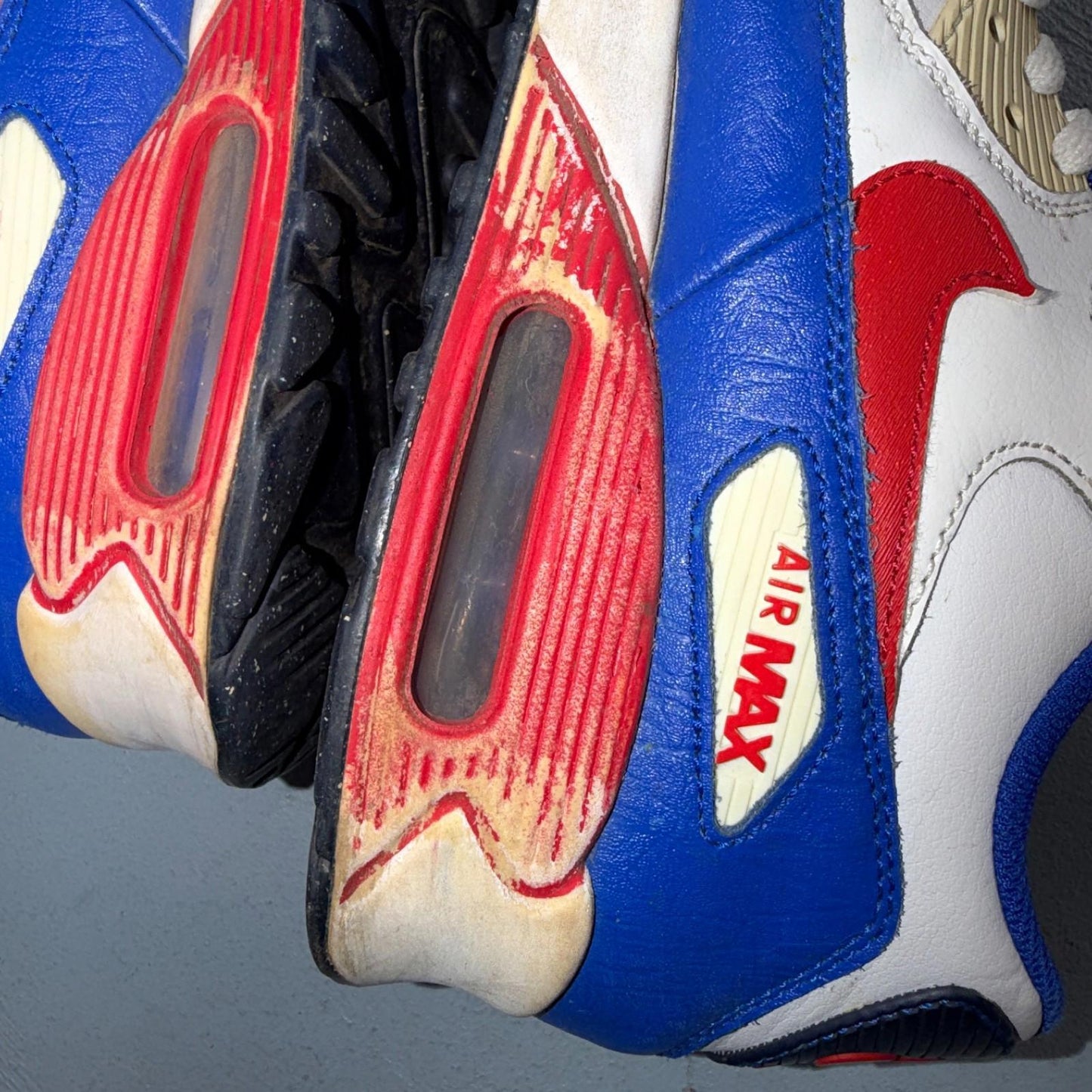 Nike Air Max 90 LTR GS Retro White Blue Red Sneakers Shoes Size 7 Y Big Kids