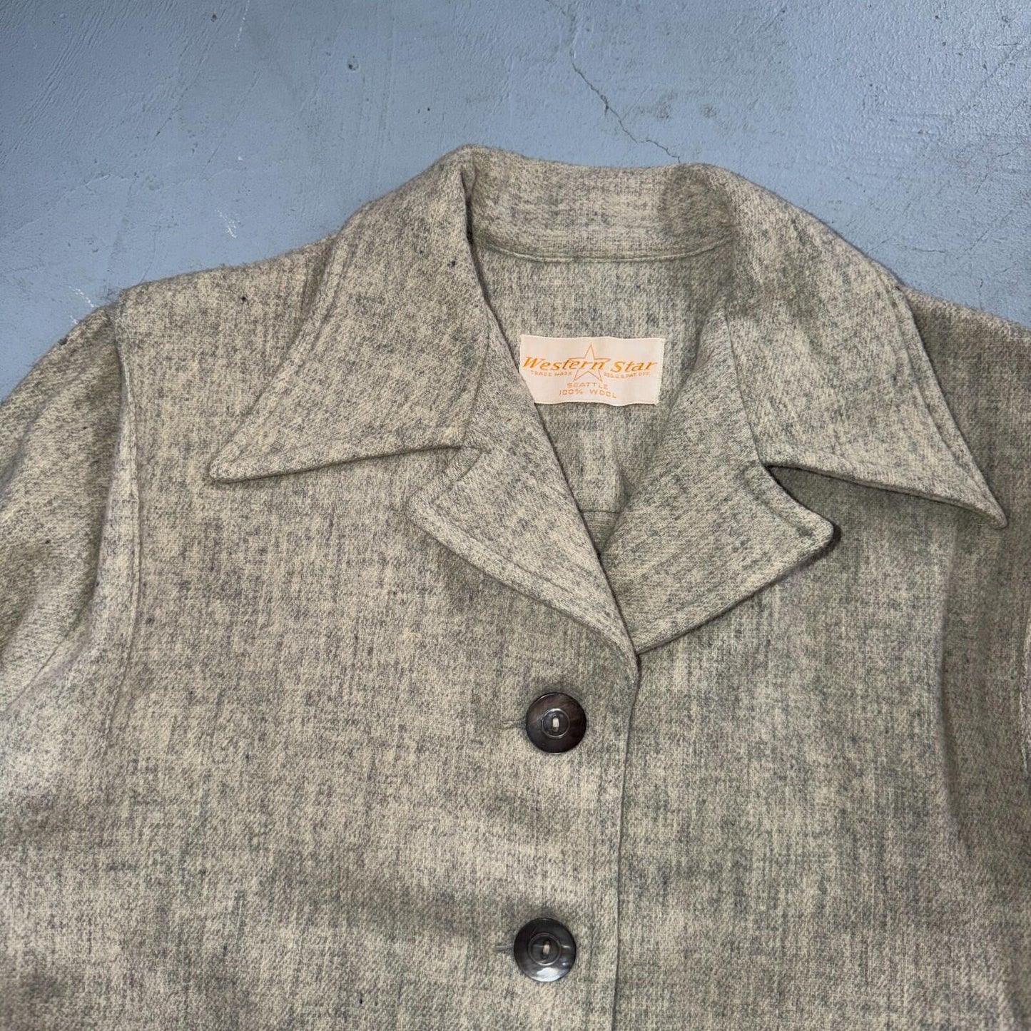 Vintage 1950s Western Star 49er Jacket Women’s Wool Coat Gray Pinup Rockabilly