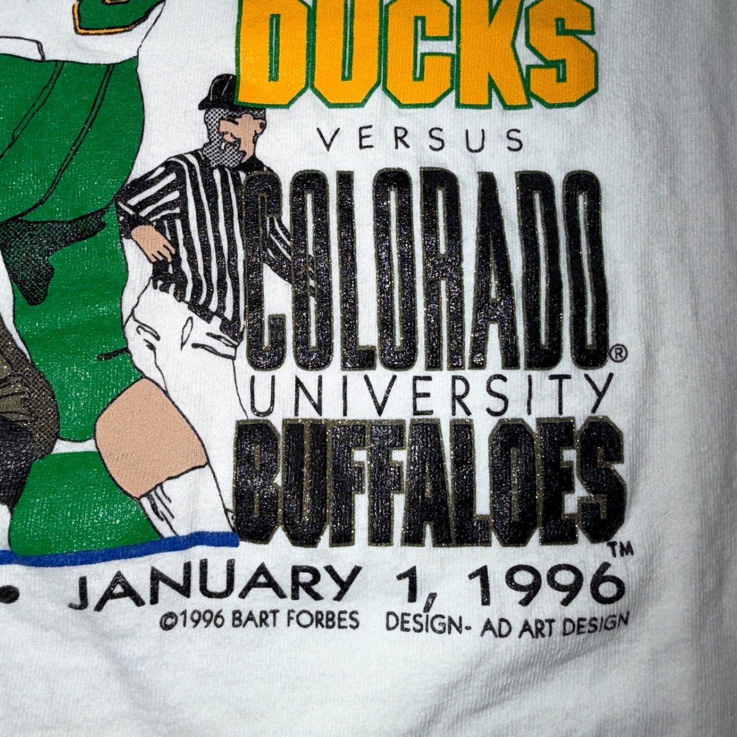 VTG 1996 Cotton Bowl T Shirt Oregon Ducks Colorado Buffaloes Football Tee Dallas