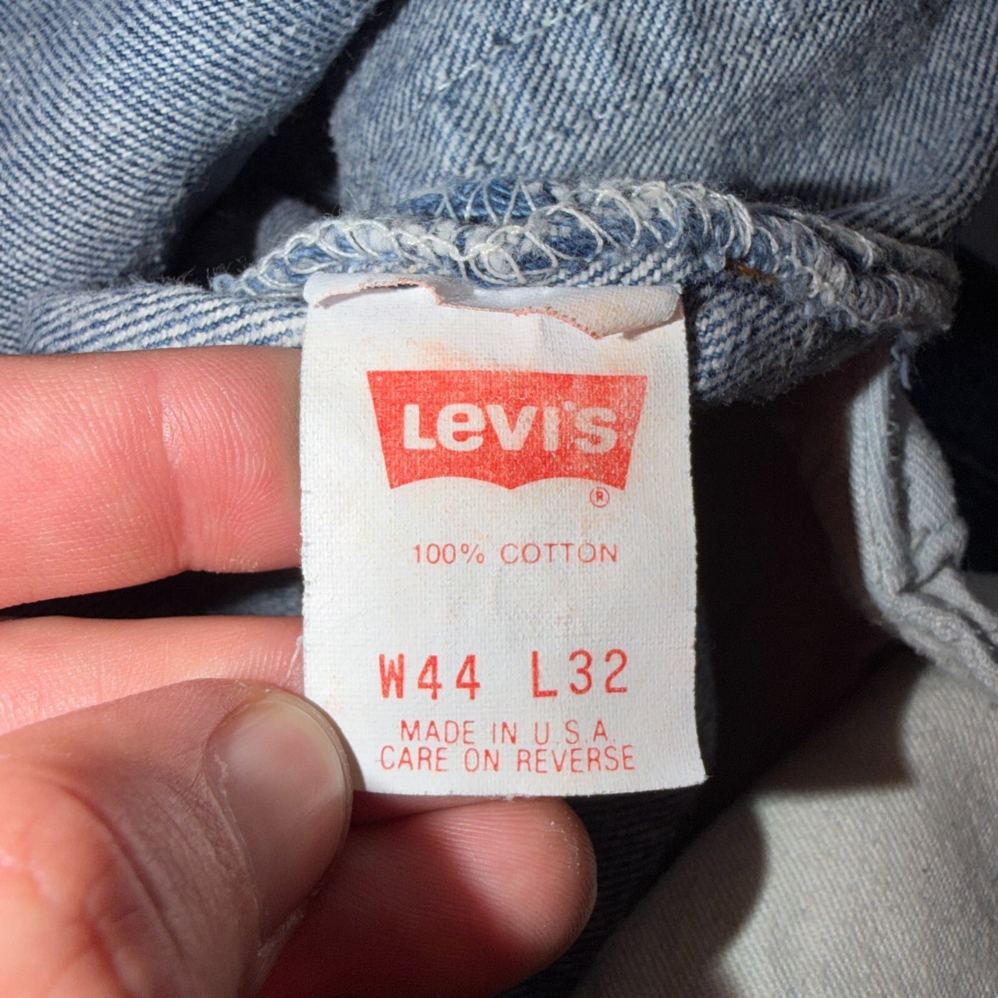 Levis 501 Vintage 80s USA XX Straight Leg Jeans Blue Med Wash 44x32 Act 39x28