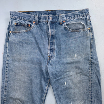 Levis 501 Vintage 80s USA XX Straight Leg Jeans Blue Light Wash 38x34 Act 35x30