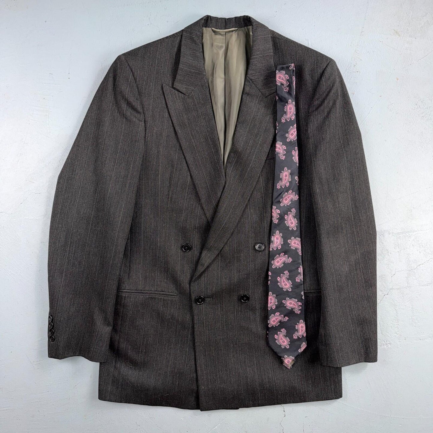 Christian Dior Blazer Mens 42 Gray Stripe Double Breasted Wool Sport Coat Suit