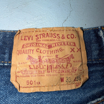 Levis 501 Vintage 80s USA XX Straight Leg Jeans Blue Med Wash 33x36 Act 30x31