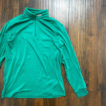 VTG Descente Mens Medium Green Long Sleeve Pullover Quarter Zip 80s 90s Japan