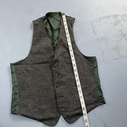 VTG Vest Mens Gray Green Waistcoat Size S 1940s 1950s Double Sided Rare Suit