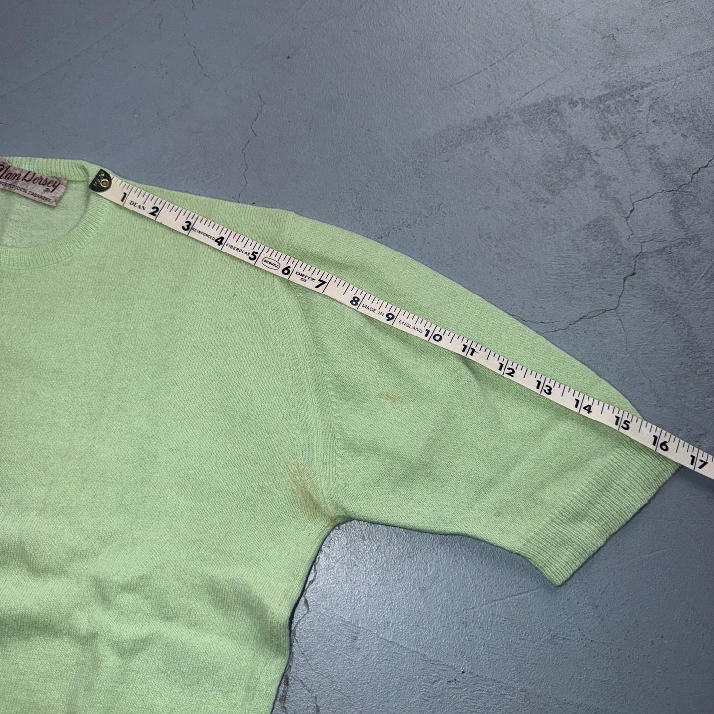 VTG 1940s 1950s Wool Cashmere Sweater Rockabilly Womens Mod Knit Green Nan Dorse