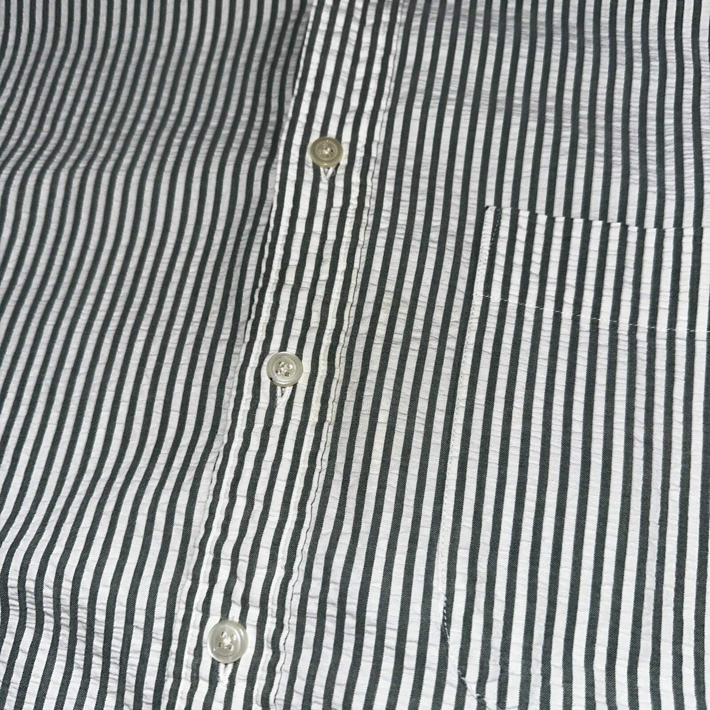 Lands End Shirt Men's M Green Striped Long Sleeve Button Down Trad Fit VTG 90s