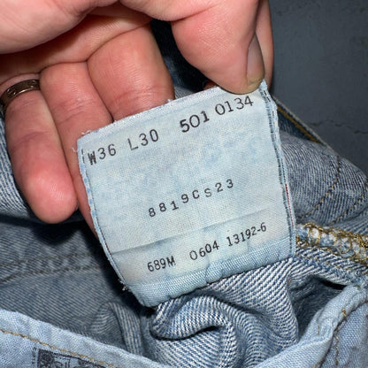 Levis 501 Vintage Y2K XX Straight Leg Jeans 90s Blue Light Wash 36x30 Act 35x29