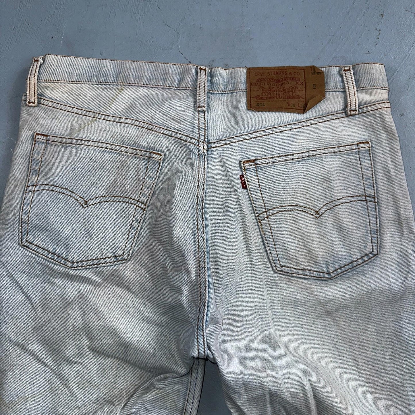 Levis 501 Vintage 90s Europe XX Straight Leg Jeans Light Wash 38x36 Act 35x27