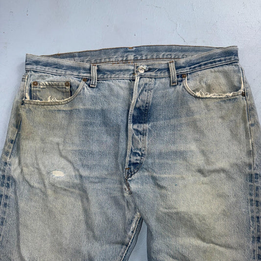 Levis 501 Vintage 80s Redline Selvedge USA XX Jeans Light Wash 40x30 Act 38x26