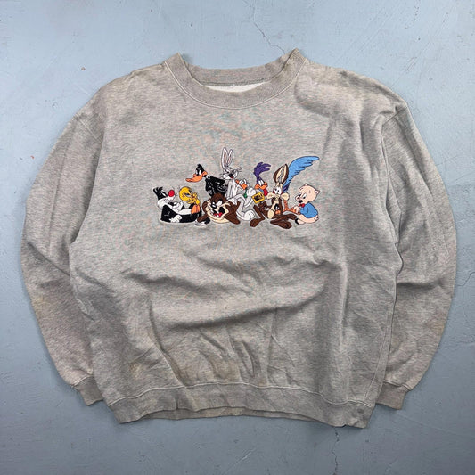 1990s Rare Vintage Acme Looney Tunes Central Logo Sweatshirt Crewneck Stained