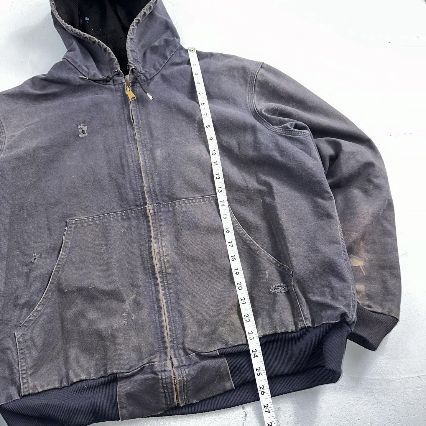 Carhartt Jacket VTG Mens Large Purple Hooded Distressed Bomber J208 MDT Thrashed