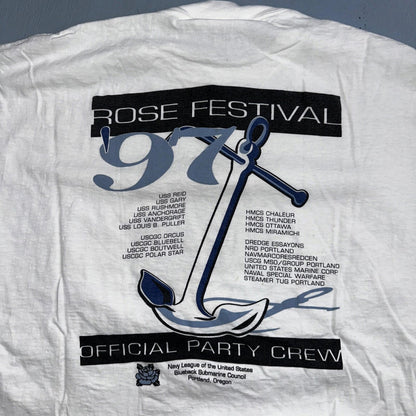 Oneita Portland Oregon 90s VTG T Shirt Single Stitch Compass Hiking Rose 1997