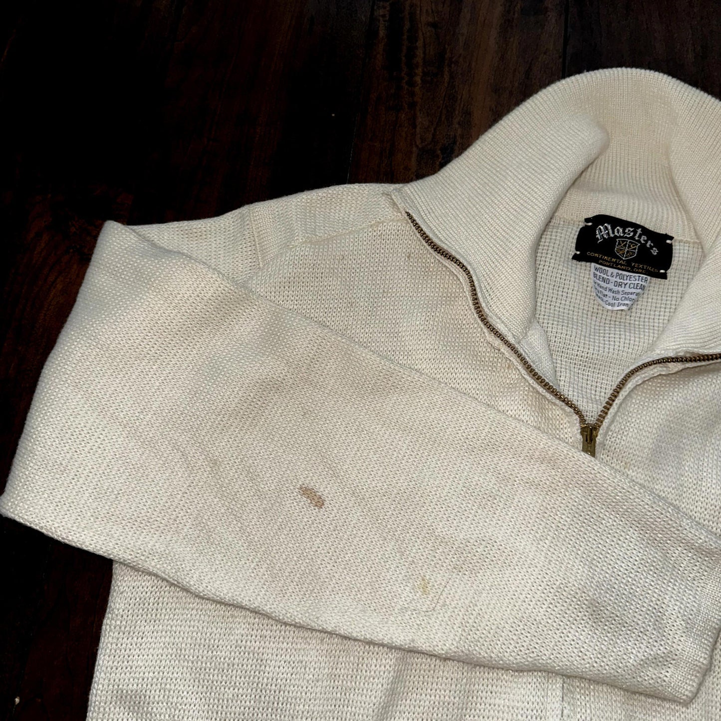 Portland Oregon Vintage Zip Up 1960s 1970s 60s Wool Poly Blend Talon Sweater