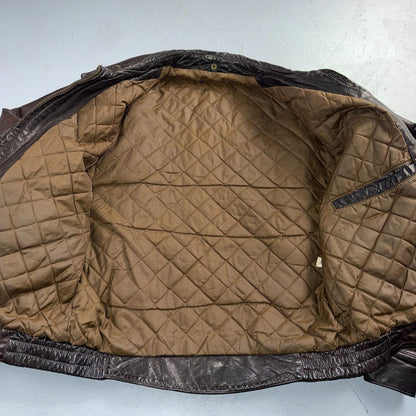 Vintage 1960s 70s Air Force 40 A-2 Flight Jacket Leather Us Military Brown