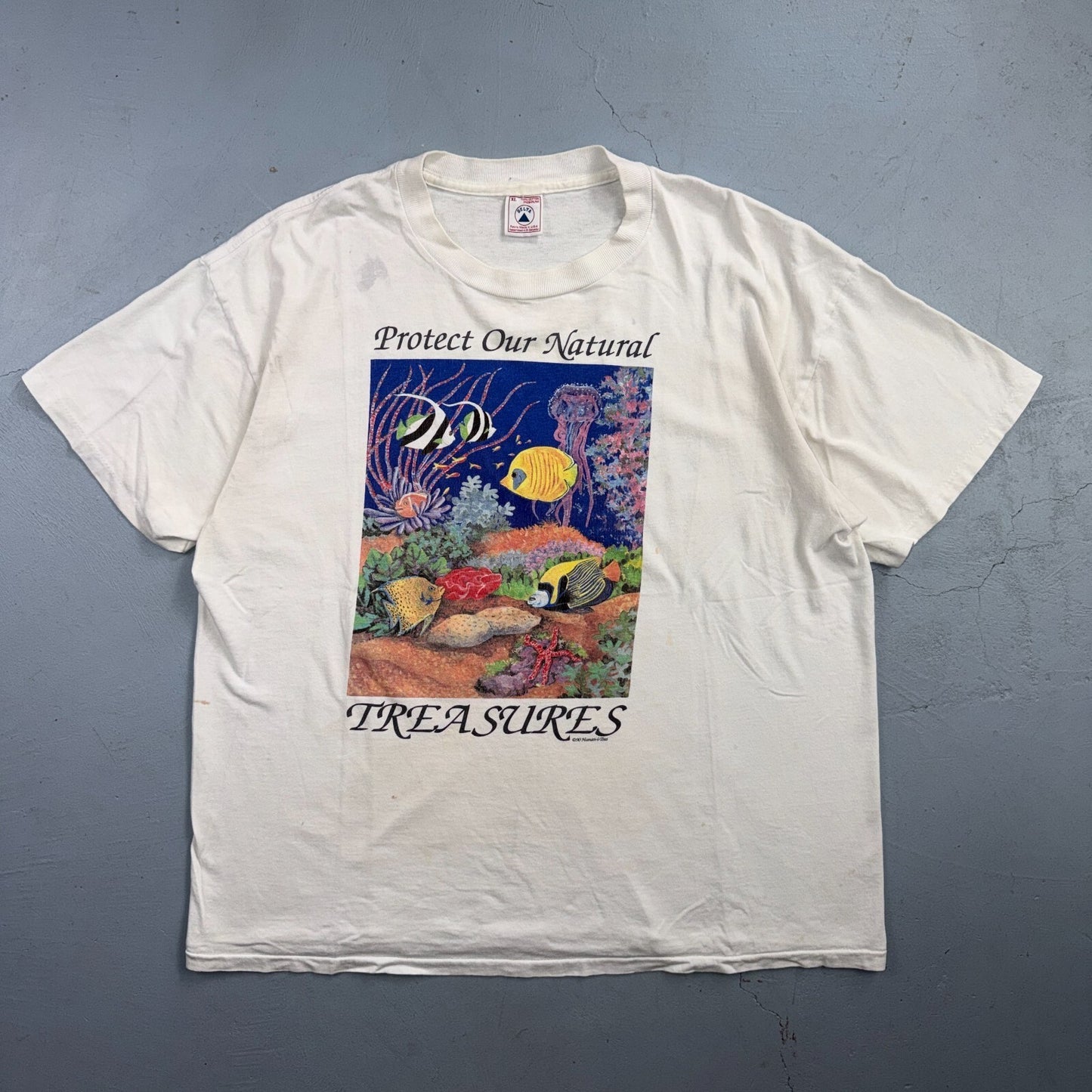 Vintage 90s Human-I-Tees T-Shirt Mens XL Nature Fish Ocean Reef Graphic Tee
