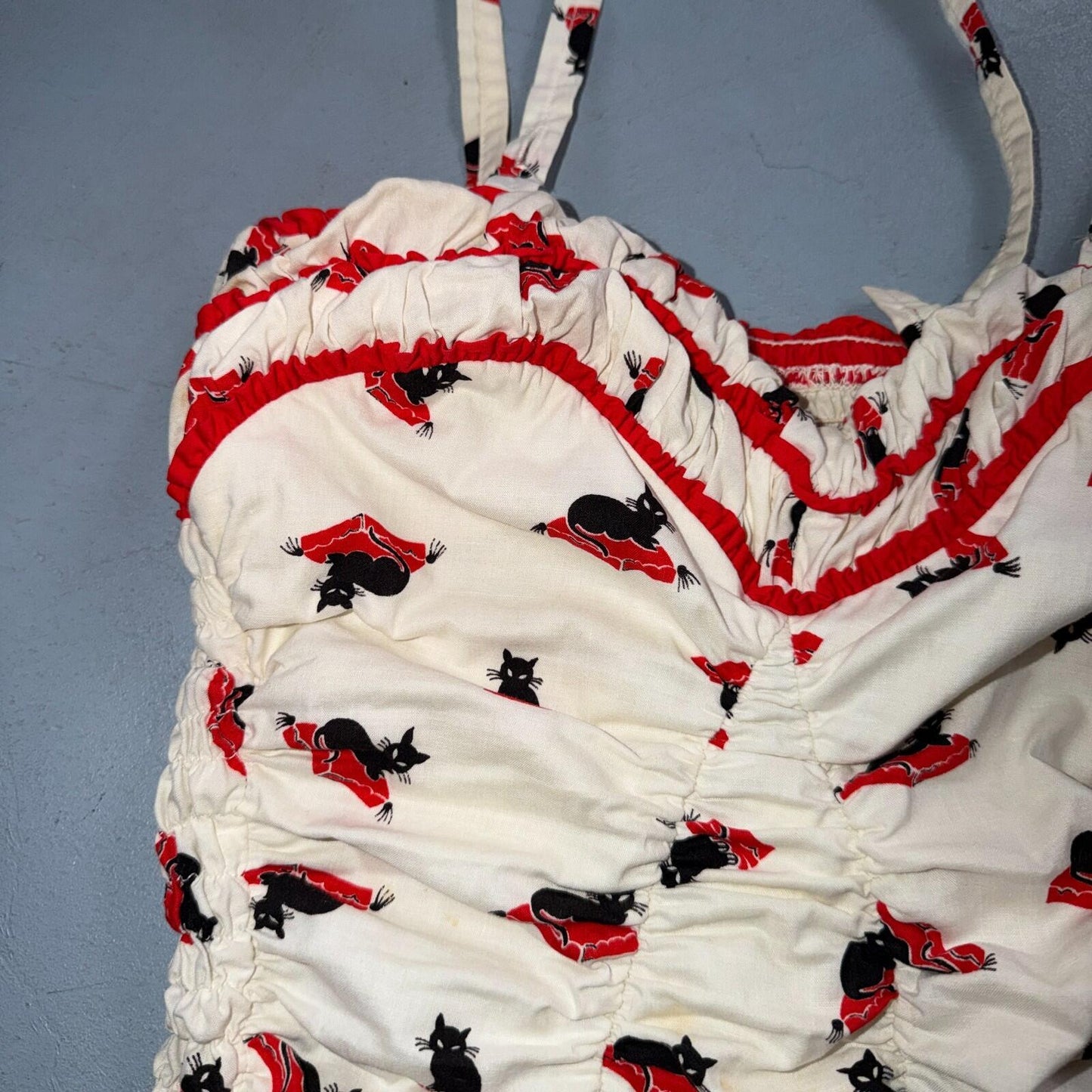 Catalina 1940s 1950s VTG Bathing Suit Swimsuit Hollywood Swim Wear Black Cats