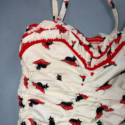 Catalina 1940s 1950s VTG Bathing Suit Swimsuit Hollywood Swim Wear Black Cats