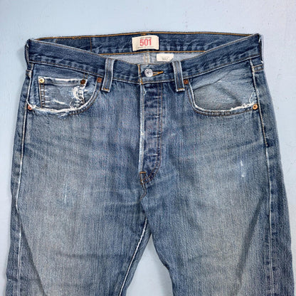 Levis 501 Vintage Y2K XX Straight Leg Jeans Blue Light Wash 33x32 Act 32x31