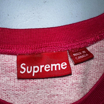 Supreme Pink Script Log Sweater Large Knit Box Logo Simple Subtle Raglan