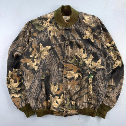 Vintage 80s Mossy Oak Camo Cotton Snap Bomber Jacket Size M USA Rare