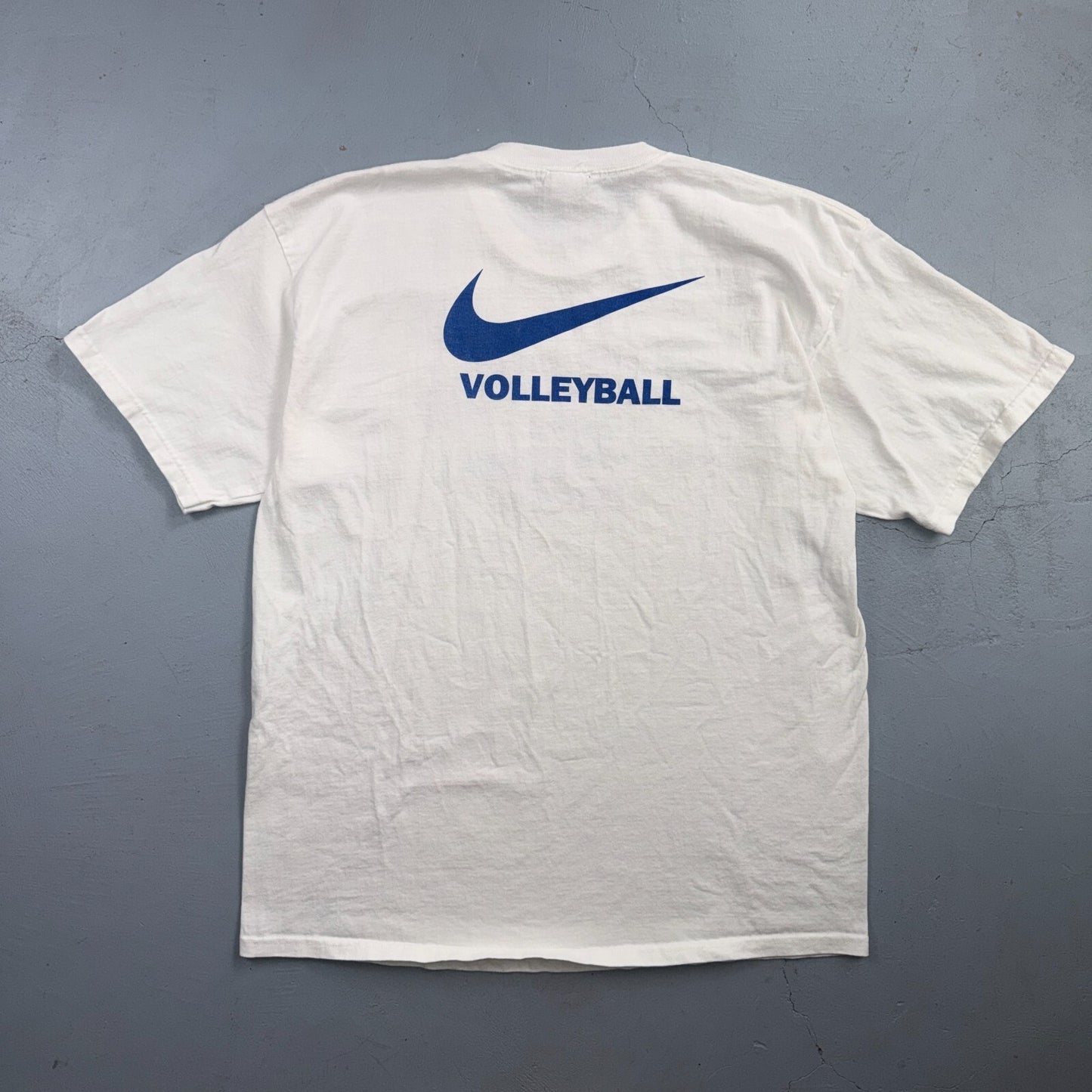 Vintage Nike Volleyball T Shirt Big Swoosh Logo Sports Graphic Tee 90s White USA