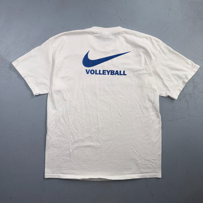 Vintage Nike Volleyball T Shirt Big Swoosh Logo Sports Graphic Tee 90s White USA