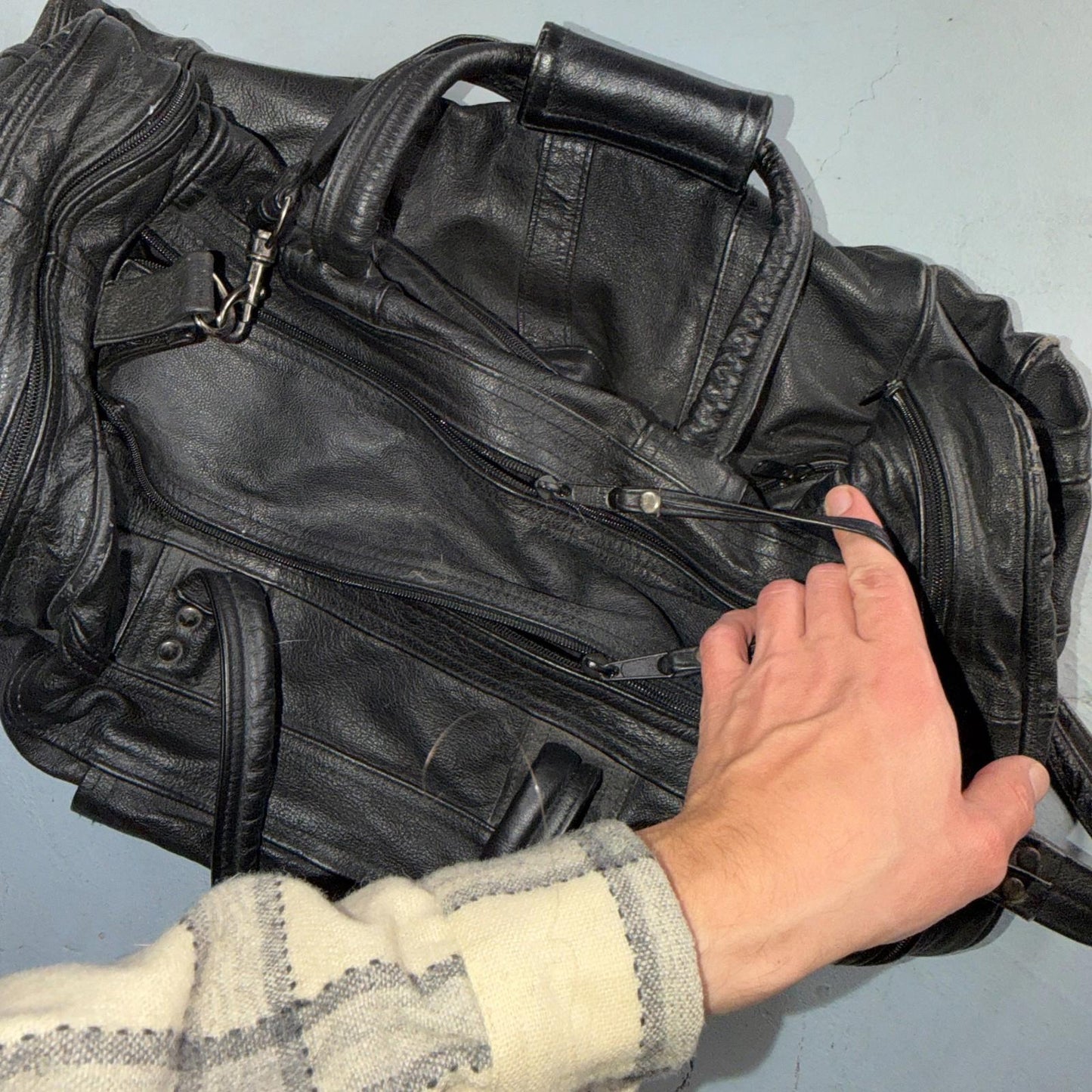 Herman Miller Eames Vintage Soft Black Leather Promotional Duffle Bag Promo 90s