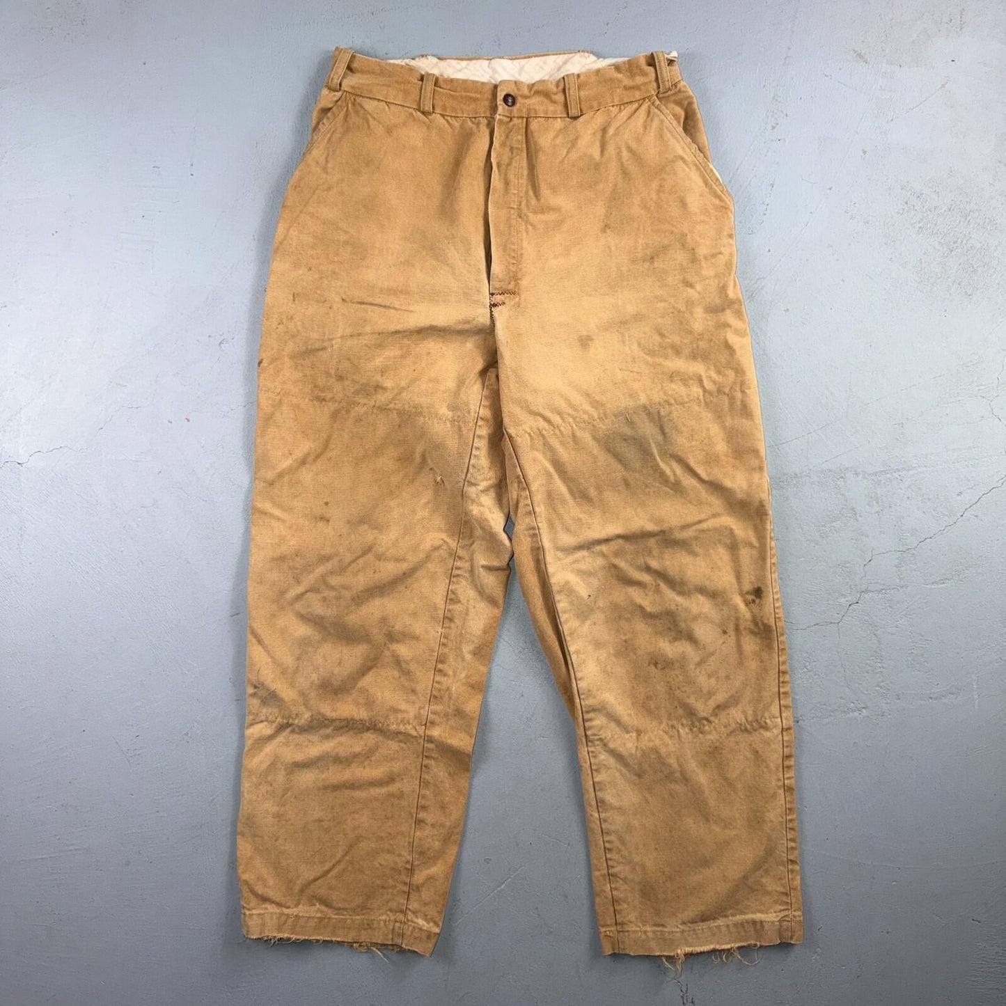 VTG 50s 60s Duxback Pants Falcon 28x27 Khaki Casual Creased Outdoor Rockabilly