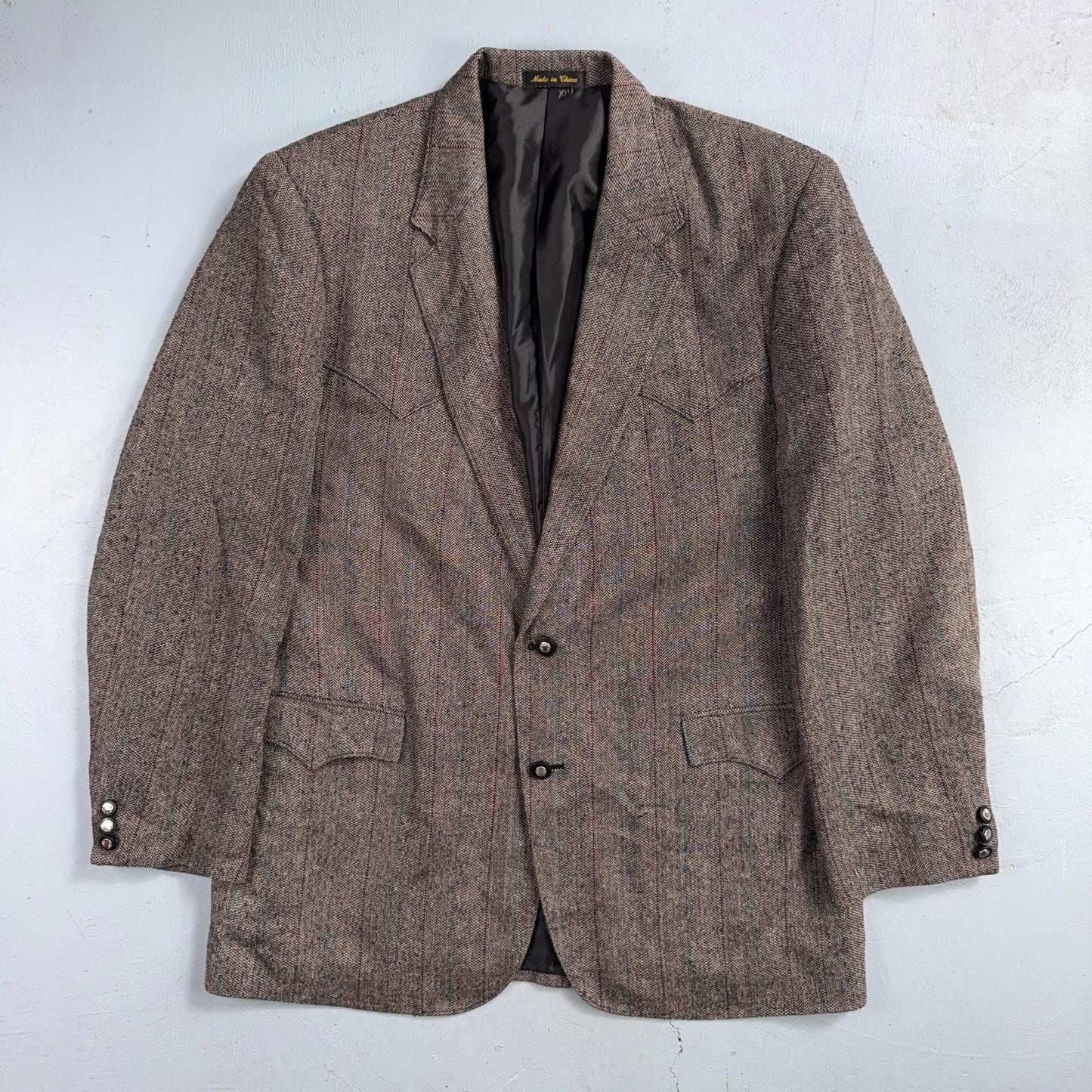 Vintage Circle S Dallas Texas Western Cowboy Blazer Jacket Mens 44L Silk Lining