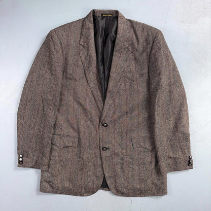 Vintage Circle S Dallas Texas Western Cowboy Blazer Jacket Mens 44L Silk Lining