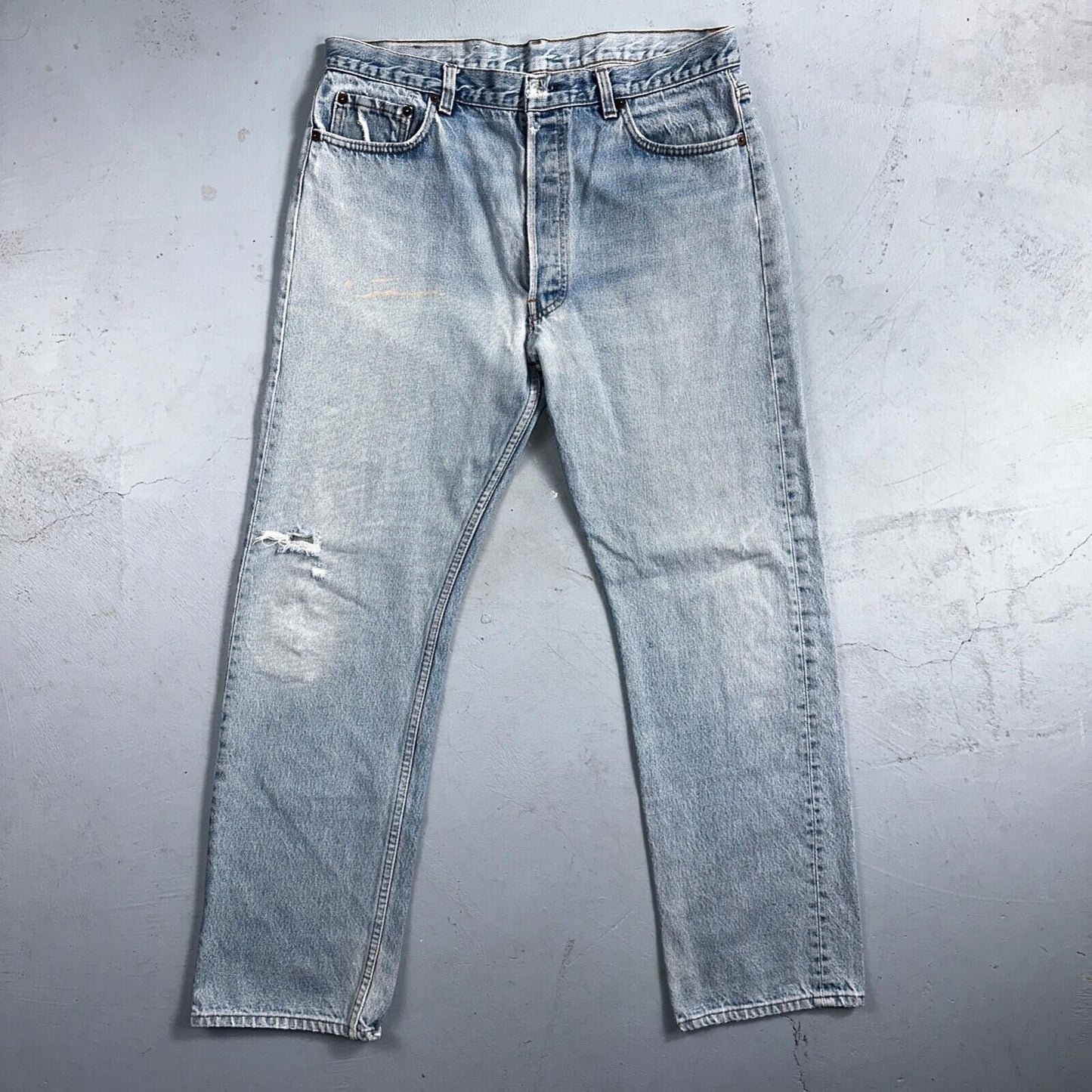 Levis 501 Vintage 80s USA XX 90s Straight Leg Jeans 38x34 Light Wash Act 34x29