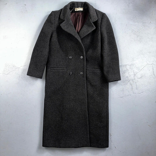 VTG Pavilion Petite Gray Coat  Womens  Double Breasted Long Trench Overcoat Sz L