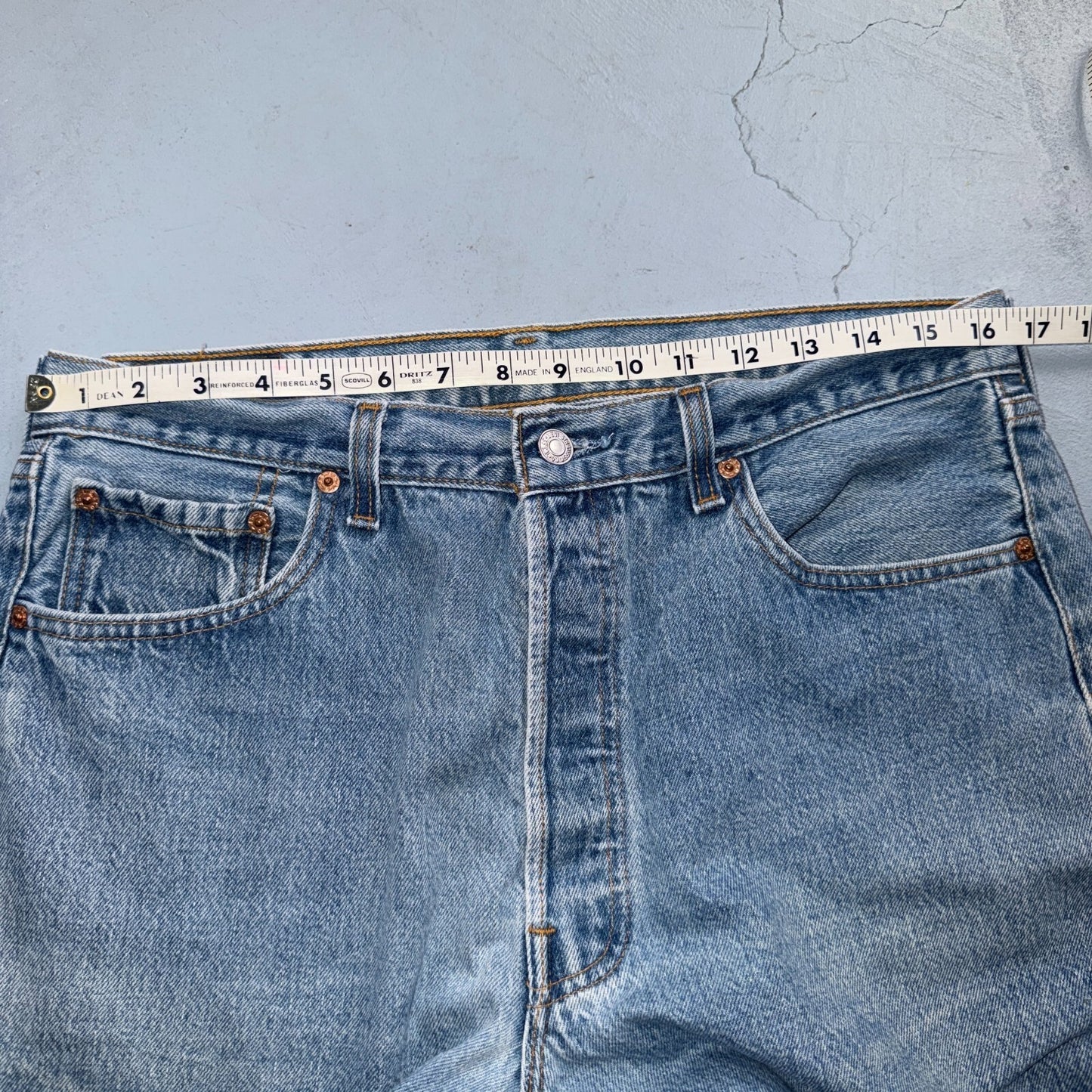 Levis 501 Vintage 90s USA XX Straight Leg Jeans Blue Light Wash 36x32 Act 33x27