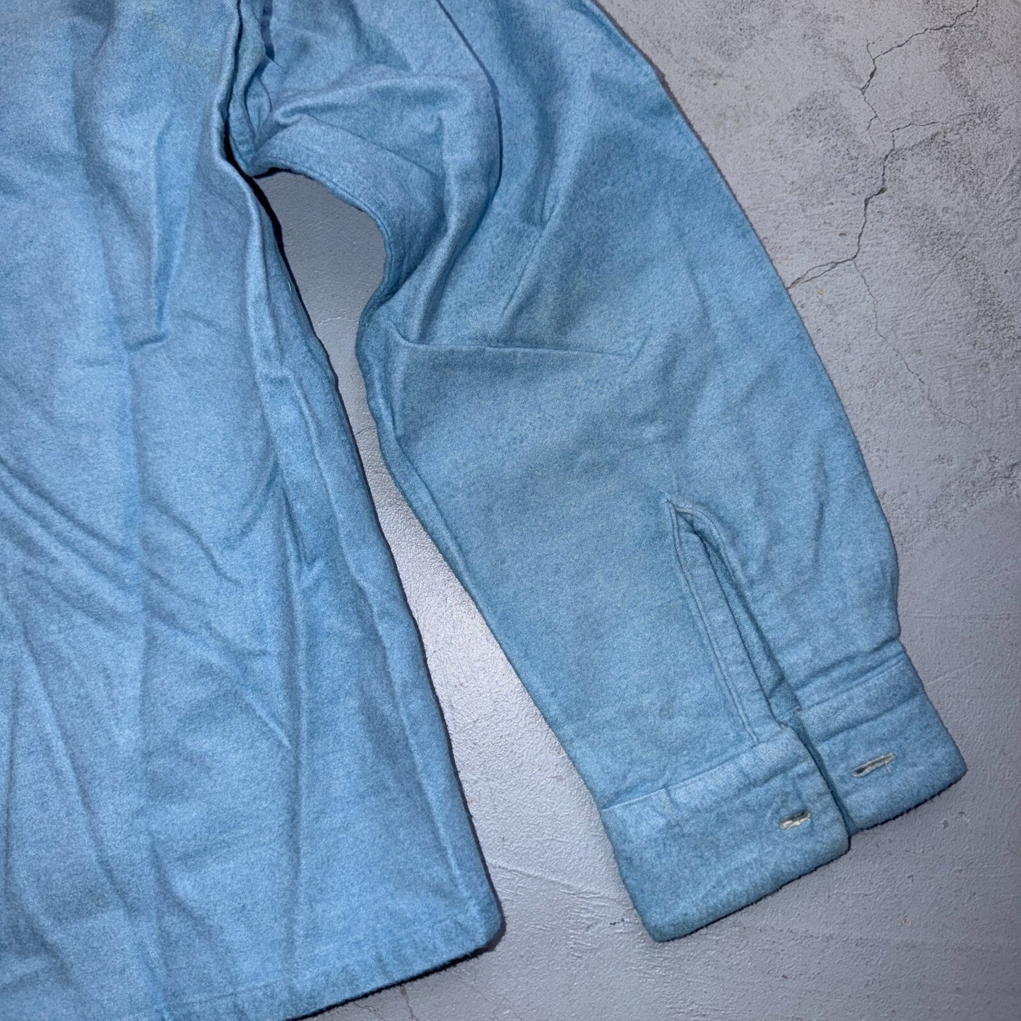 VTG 50s Glendale Loop Collar Shirt Sky Blue Cotton Flannel Rockabilly BOYS 16