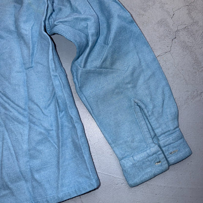 VTG 50s Glendale Loop Collar Shirt Sky Blue Cotton Flannel Rockabilly BOYS 16