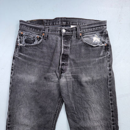 Levis 501 Vintage 90s USA XX Straight Leg Jeans Black Light Wash 34x32 Act 33x30