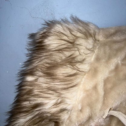 Vintage 1960s Beige Faux Fur Trim Kimono Poncho One Size Rockabilly 60s Penney