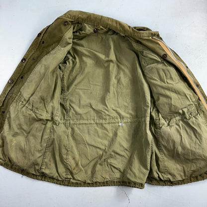 Vintage Military Jacket Green Button Up Vietnam Era 60s 70s M65 M1951 Parka