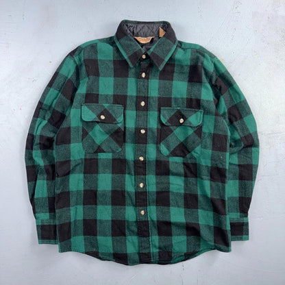 VTG Cabelas Shirt Mens M Buffalo Plaid Wool Blend Flannel Workwear Logger Green
