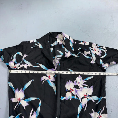 Hawaiian VTG Shirt Crop Rockabilly Floral Multi Color Robe 60s 70s Disco Hawaii