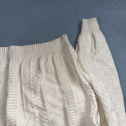 Towncraft VTG 80s 100% Cotton Made In USA Ivory Square Knit Sweater Sz L