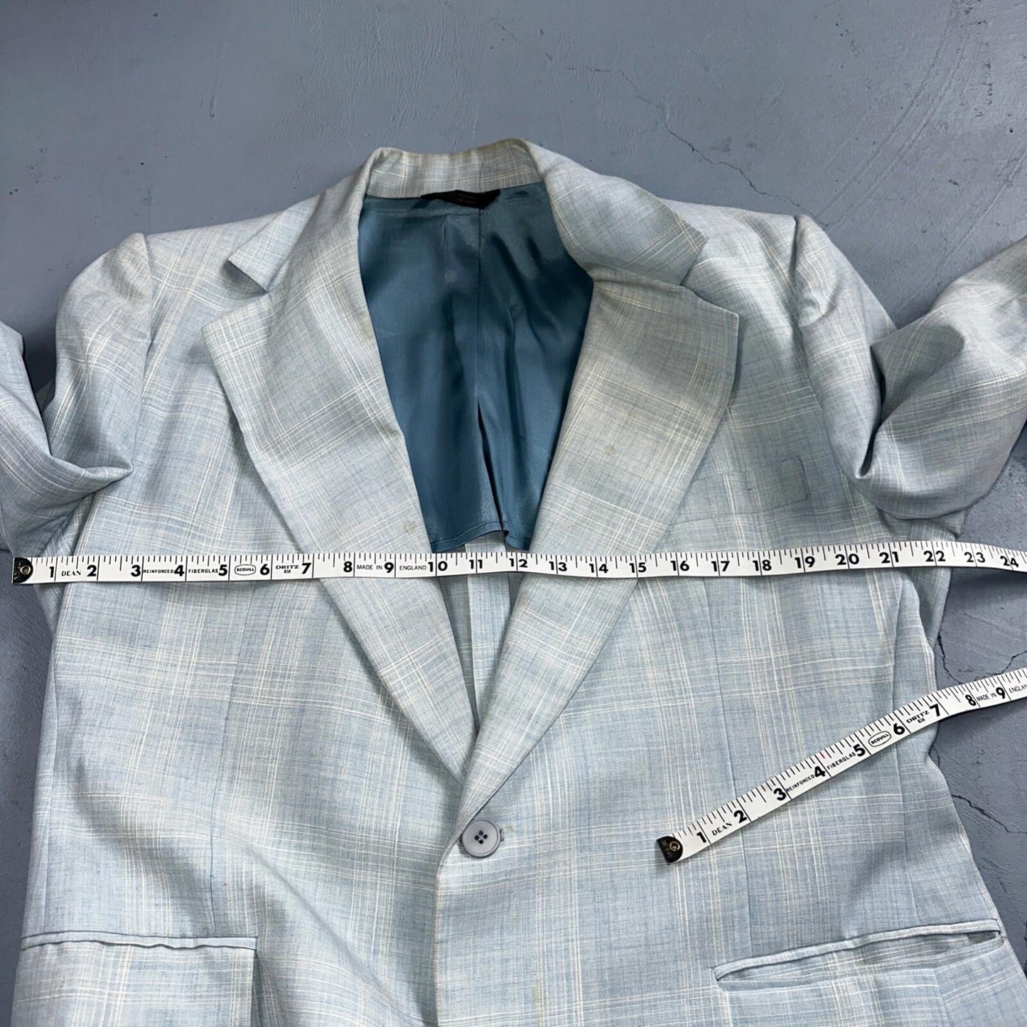 VTG Mens 3 PC Suit 44 Jacket Coat Pants Vest Plaid Rockabilly 70s Stained