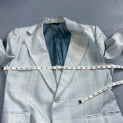 VTG Mens 3 PC Suit 44 Jacket Coat Pants Vest Plaid Rockabilly 70s Stained